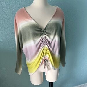 Ombré Drawstring front sweater-like top
